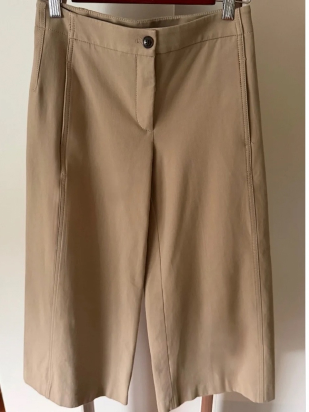 Ann Taylor Wide-Leg Cropped Pants | Khaki | Size 0